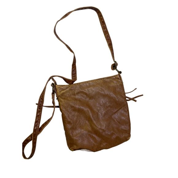 Set of 2 Faux Brown Leather Shoulder & Crossbody Bags Purses Boho Western - Picture 5 of 6